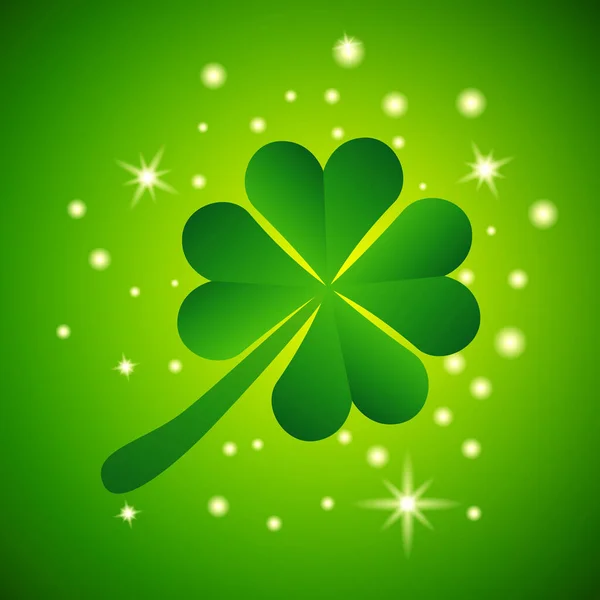 Four Leaf Clover Green Background Happy Patrick Day Concept — Stock Vector