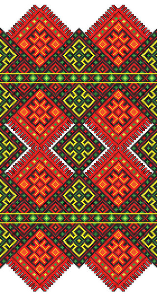embroidered old handmade cross-stitch ethnic Ukraine pattern. Ukrainian towel with ornament. Rushnyk style in vector