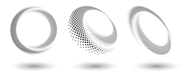 Halftone Κύκλο Πλαίσιο Αφηρημένες Τελείες Λογότυπο Έμβλημα Στοιχείο Σχεδιασμού Για — Διανυσματικό Αρχείο