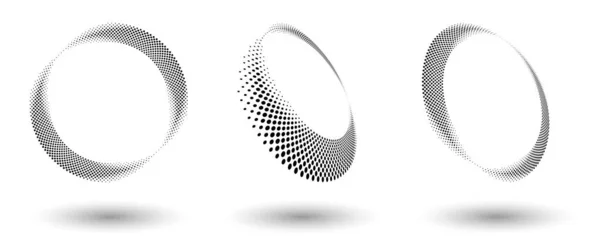 Halftone Círculo Quadro Abstrato Pontos Logotipo Emblema Elemento Design Para — Vetor de Stock