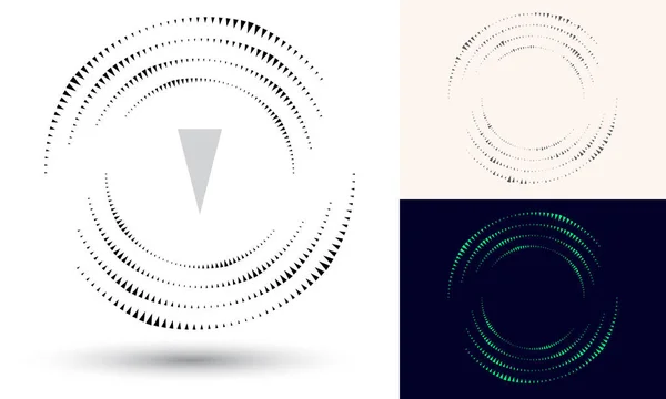 Halbtondreiecke Kreisform Rundes Logo Oder Symbol Vektorrahmen Als Gestaltungselement Der — Stockvektor