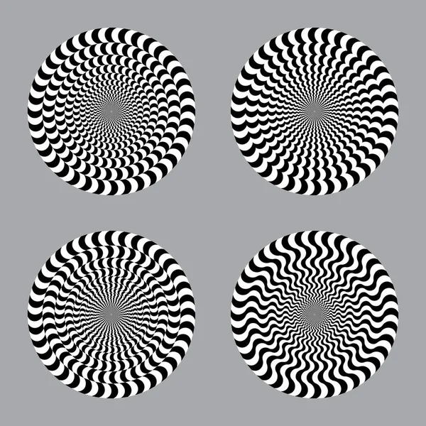 Insieme Illusione Ottica Geometrica Modello Cerchio Bianco Nero — Vettoriale Stock