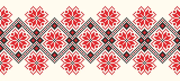 Embroidered Good Old Handmade Cross Stitch Ethnic Ukraine Pattern Ukrainian — Stock Vector