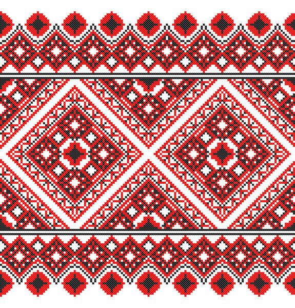 embroidered old handmade cross-stitch ethnic Ukraine pattern. Ukrainian towel with ornament. Rushnyk style in vector