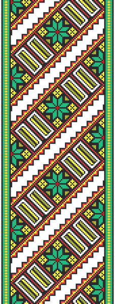 embroidered old handmade cross-stitch ethnic Ukraine pattern. Ukrainian towel with ornament. Rushnyk style in vector
