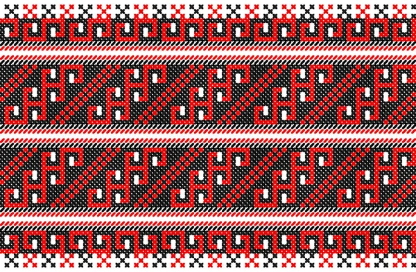 Embroidered Old Handmade Cross Stitch Ethnic Ukraine Pattern Ukrainian Towel — Stock Vector