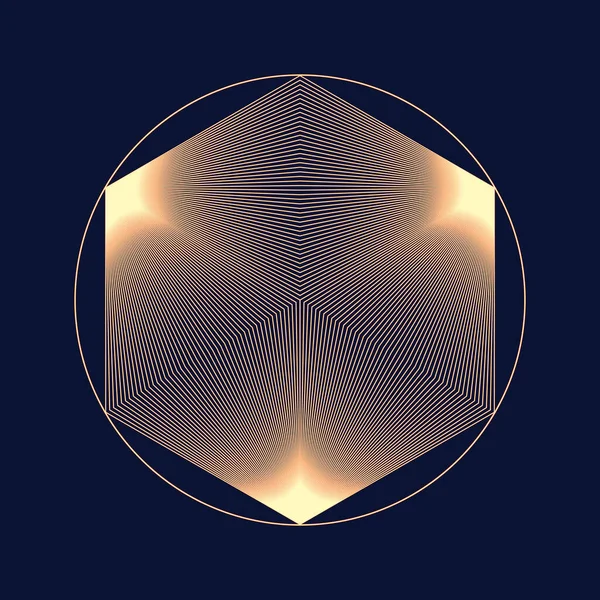 Форма Шестикутника Золотистого Кольору Переходом Ліній — стоковий вектор