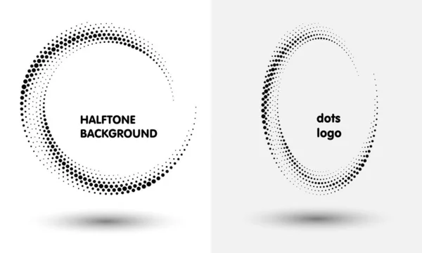 半圆形的图标或背景 用圆点作为标识或标志的黑色抽象向量框 为您的设计在白色背景上隔离的圆形边框 — 图库矢量图片