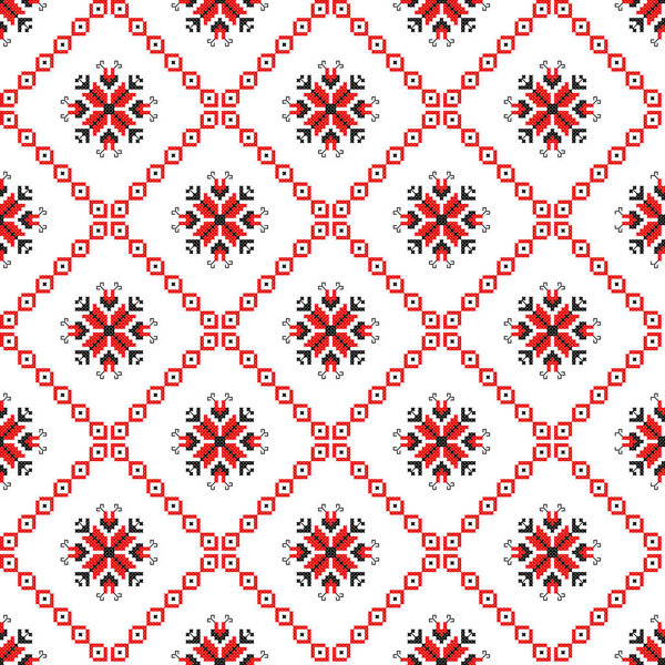 embroidered old handmade cross-stitch ethnic Ukraine pattern. Ukrainian towel with ornament. Rushnyk style in vector