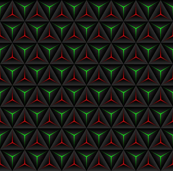 Fond Noir Sans Couture Avec Triangles Rouge Vert — Image vectorielle