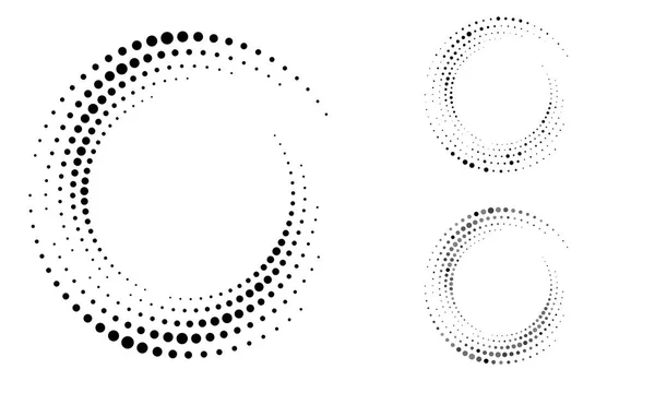 半圆形的半色调点 圆形标志或图标 矢量点缀框架作为设计元素 — 图库矢量图片