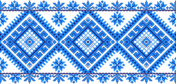 Вышитое старое ручное сшивание этнической Украины. Украинское полотенце с орнаментом. Рушникский стиль в векторе