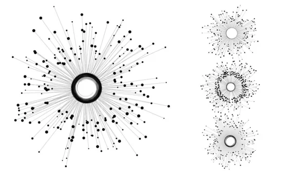 Conectando Muitos Pontos Com Círculo Centro Através Linhas Conceito Comando — Vetor de Stock
