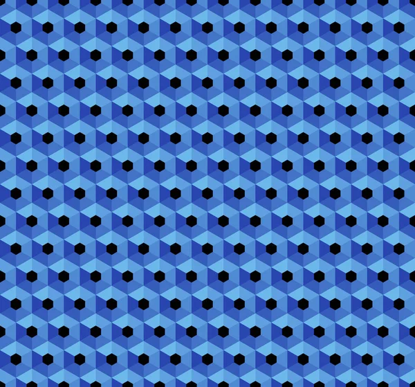 Blå Hexagonal Mönster Svart Bakgrund — Stock vektor