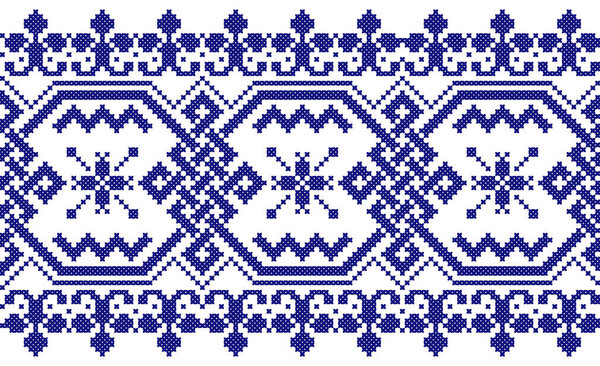 Вышитое старое ручное сшивание этнической Украины. Украинское полотенце с орнаментом. Рушникский стиль в векторе