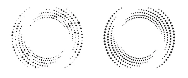 现代抽象背景 半圆形的半色调点 圆形标志 矢量点缀框架 设计元素或图标 — 图库矢量图片