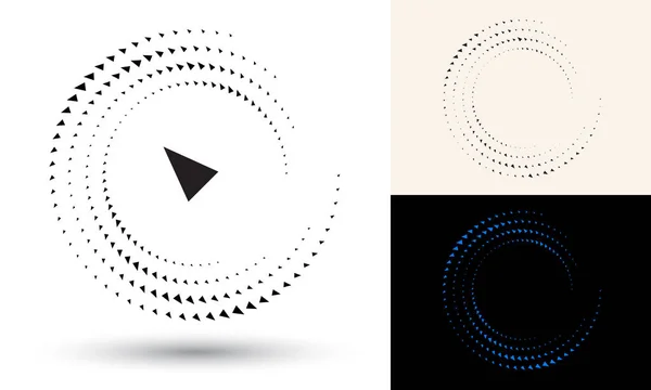 Triangles Demi Tons Forme Cercle Logo Rond Icône Cadre Vectoriel — Image vectorielle