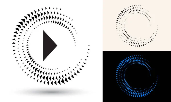 Halbtondreiecke Kreisform Rundes Logo Oder Symbol Vektorrahmen Als Gestaltungselement Der — Stockvektor