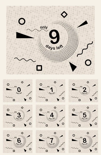 特別オファーへのカウントダウン 背景に9から0の数字のバナーのセット — ストックベクタ