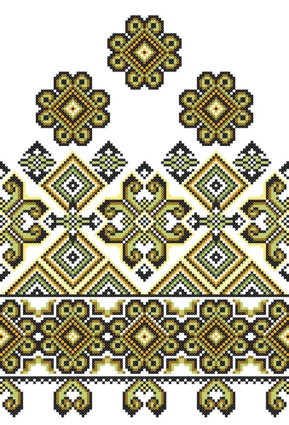 Embroidered Old Handmade Cross Stitch Ethnic Ukraine Pattern Ukrainian Towel — Stock Vector