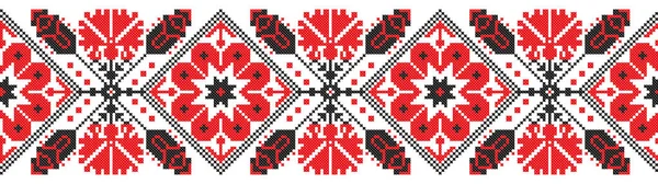 Bordado Velho Artesanal Cross Stitch Padrão Ucrânia Étnica Toalha Ucraniana — Vetor de Stock