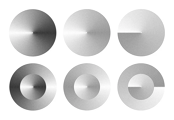 Pola Spiral Hitam Dan Putih Abstrak Dengan Lingkaran Yang Berbeda - Stok Vektor