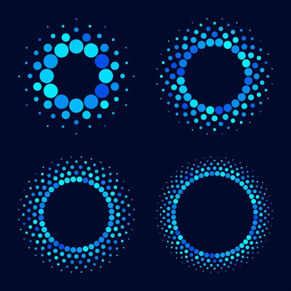 Noktalı Mavi Yarım Ton Daireler Farklı Renkler — Stok Vektör