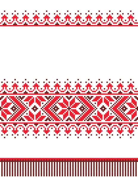 Bordado Velho Artesanal Cross Stitch Padrão Ucrânia Étnica Toalha Ucraniana — Vetor de Stock