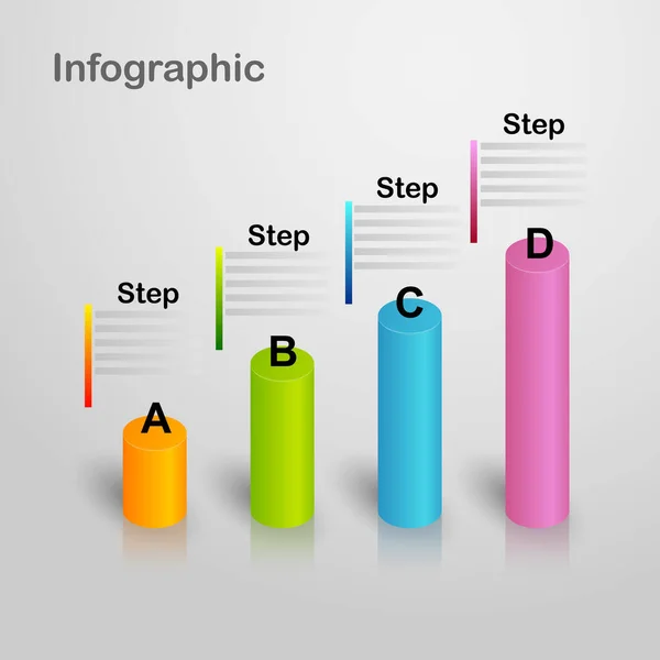 stock vector 3D infographic graph with 4 steps for business or corporate sector in presentation.