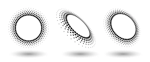 Halftone Circle Frame Abstract Dots Logo Emblem Design Element Any — Stock Vector