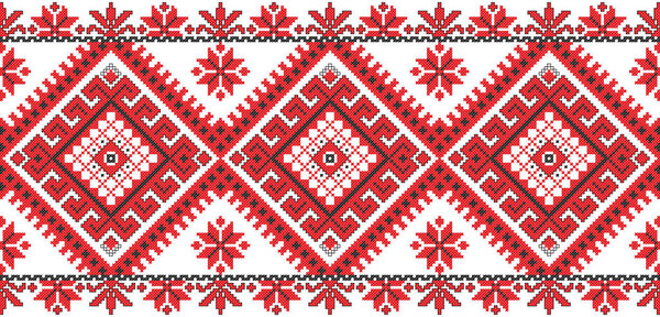 Вышитое старое ручное сшивание этнической Украины. Украинское полотенце с орнаментом. Рушникский стиль в векторе