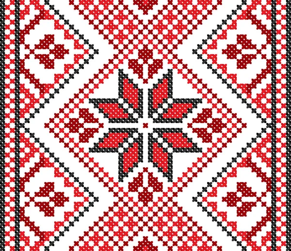 Brodé Vieux Point Croix Fait Main Motif Ukraine Ethnique Serviette — Image vectorielle