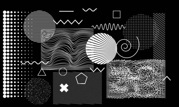 Des Formes Abstraites Art Géométrique Blanc Sur Fond Noir Pour — Image vectorielle