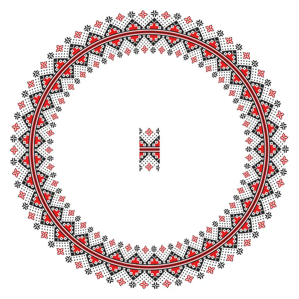 Embroidered Good Handmade Cross Stitch Ethnic Ukraine Pattern Ornament Ethnic — Stock Vector