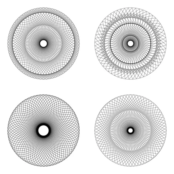 Forma Rotonda Astratta Stile Spirografo Monocromatico — Vettoriale Stock