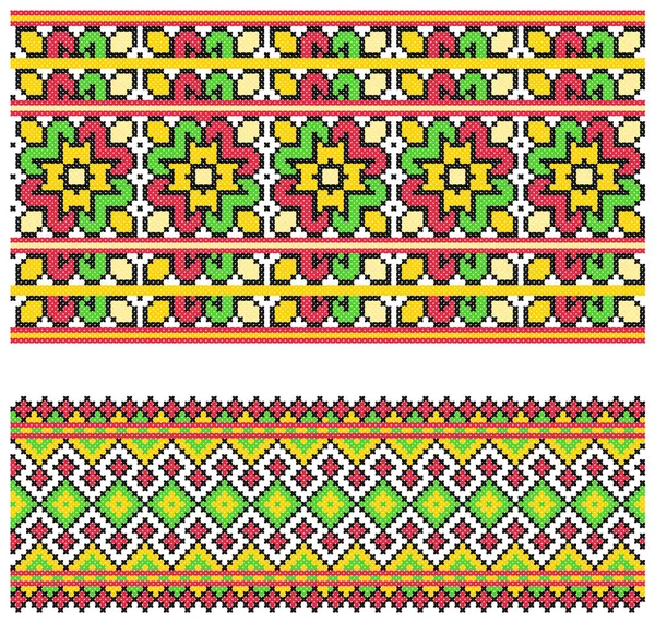 Bestickte Alte Handgefertigte Kreuzstichmuster Ethnischen Ukraine Muster Ukrainisches Handtuch Mit — Stockvektor