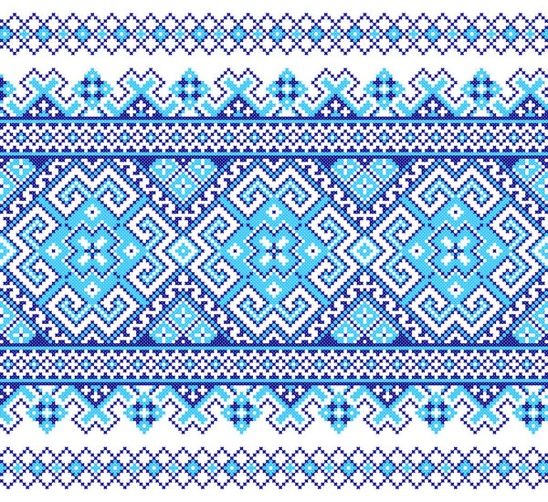 embroidered old handmade cross-stitch ethnic Ukraine pattern. Ukrainian towel with ornament. Rushnyk style in vector