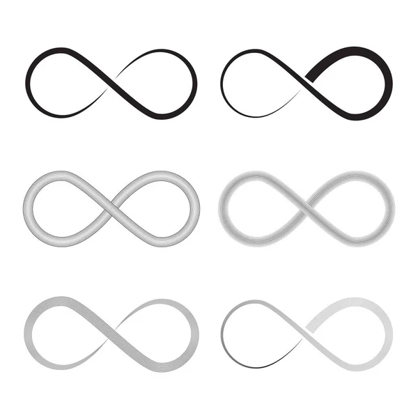 Ensemble Symboles Sans Fin Infinité Dans Divers Modèles — Image vectorielle