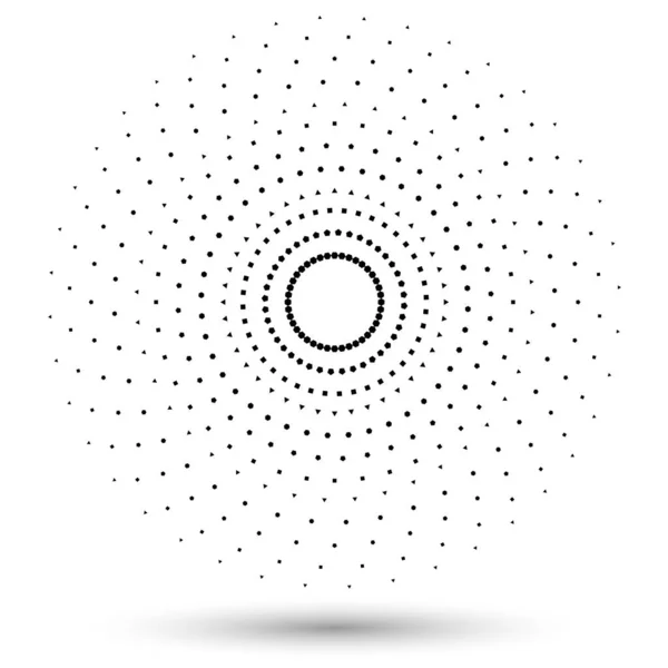 アイコンや背景としてハーフトーンラウンド ドットをロゴやエンブレムとした黒い抽象ベクトル円枠 デザインの白い背景に孤立した円の境界線 — ストックベクタ