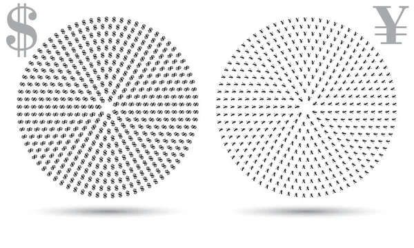 Μισό Δολάριο Και Γιουάν Υπογράφουν Κυκλική Μορφή Στρογγυλό Λογότυπο Εικονίδιο — Διανυσματικό Αρχείο