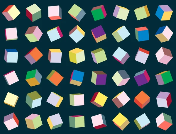 Collection Cube Motif Boîte Couleur Vectorielle Sur Fond Noir — Image vectorielle