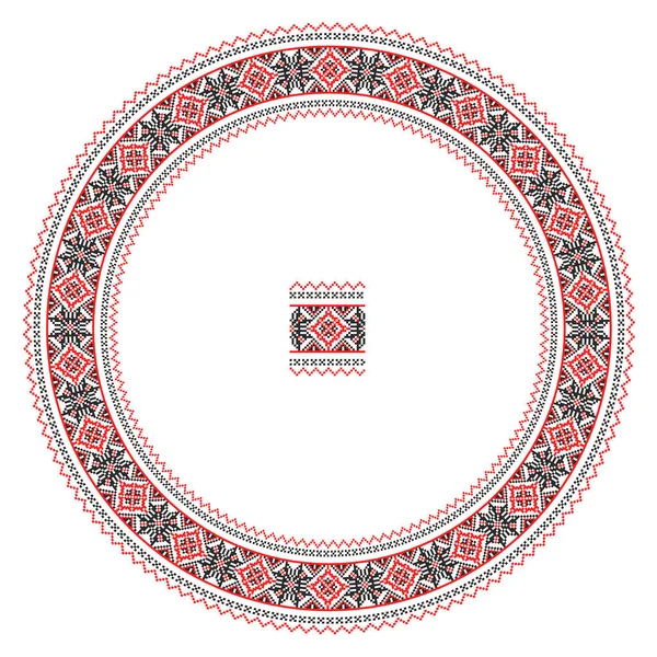 Bestickte Gut Wie Handgemachte Kreuzstich Ethnischen Ukraine Muster Runde Ornamente — Stockvektor