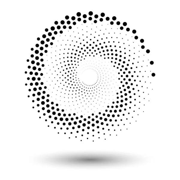 Fondo Puntos Espirales Formas Medio Tono Emblema Del Logotipo Abstracto — Archivo Imágenes Vectoriales