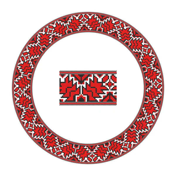 Embroidered Good Handmade Cross Stitch Ethnic Ukraine Pattern Ornament Ethnic — Stock Vector