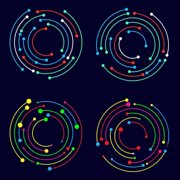 Conjunto Iconos Círculo Color Tecnología Línea — Vector de stock