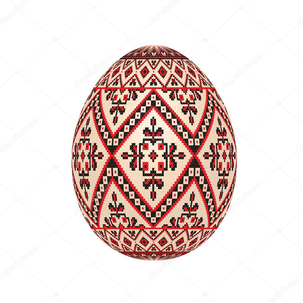 Embroidery Best Easter World Egg. Egg with ornament like handmade cross-stitch ethnic Ukraine pattern. Template for gift card, brochure, flyer, magazine cover. Pysanka ornament.