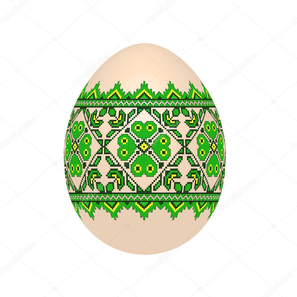Embroidery Best Easter World Egg. Egg with ornament like handmade cross-stitch ethnic Ukraine pattern. Template for gift card, brochure, flyer, magazine cover. Pysanka ornament.