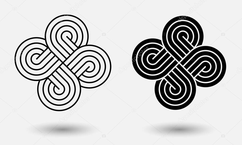 abstract lines logo or icon. black and white background