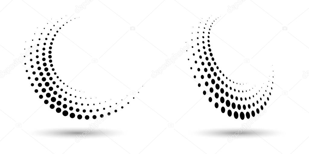 Halftone circle frame, abstract dots logo emblem design element for any projects. Round border icon. Vector EPS10 illustration. Abstract dotted halftone vector background.