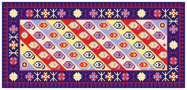 İşlemeli eski el yapımı çapraz dikişli etnik Ukrayna deseni. Süslü Ukrayna havlusu. Vektör olarak Rushnyk biçimi